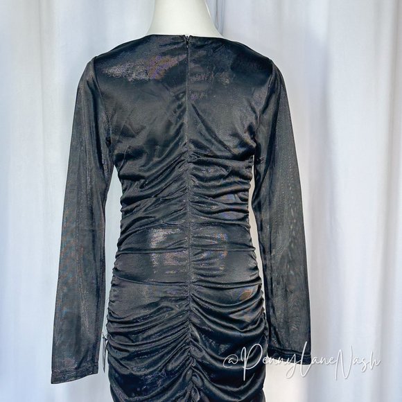 NWT Lulu's Night at the Club Black Metallic Cutout Bodycon Mini Dress Black - Picture 10 of 10